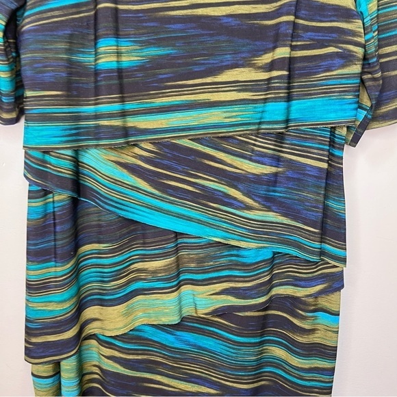 Laura Blue Stripe Tiered Sheath Dress Size 12 - Picture 4 of 11